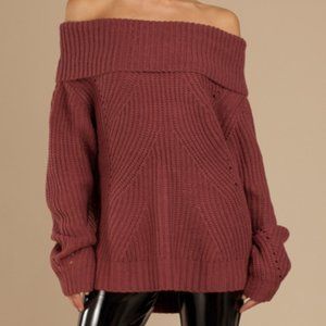 Tobi The Chills Wine Off Shoulder Sweater